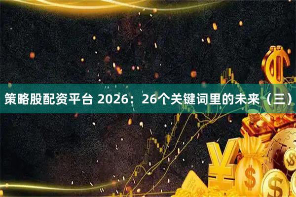 策略股配资平台 2026:26个关键词里的未来(三)